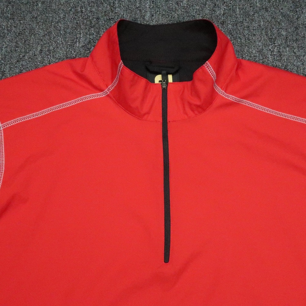 FootJoy Pullover Men XL Red Windshirt Half Zip Pockets Athletic Golf Windbreaker - Picture 2 of 11
